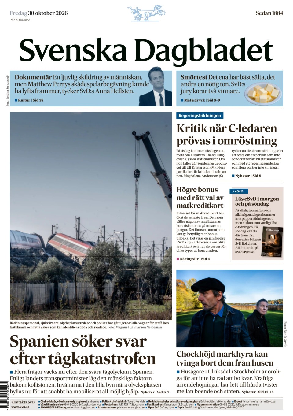 Prima-pagina-Svenska Dagbladet-edizione-di-oggi-20261030